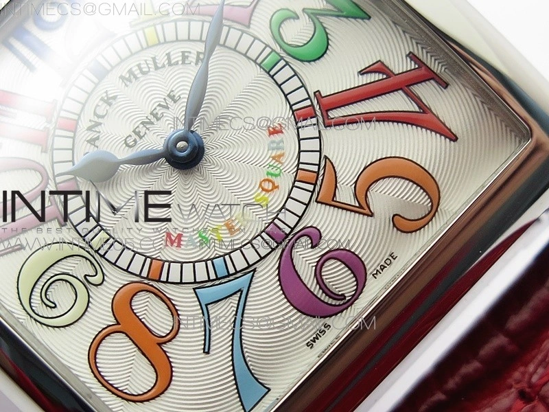 Master Square SS Ladies ZF 1:1 Best Edition White Colorful Arabic Dial on Red Leather Strap Ronda Quartz