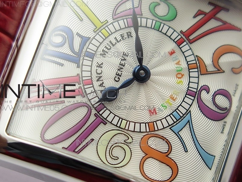 Master Square SS Ladies ZF 1:1 Best Edition White Colorful Arabic Dial on Red Leather Strap Ronda Quartz