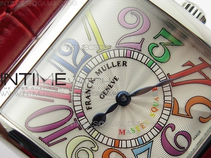 Master Square SS Ladies ZF 1:1 Best Edition White Colorful Arabic Dial on Red Leather Strap Ronda Quartz