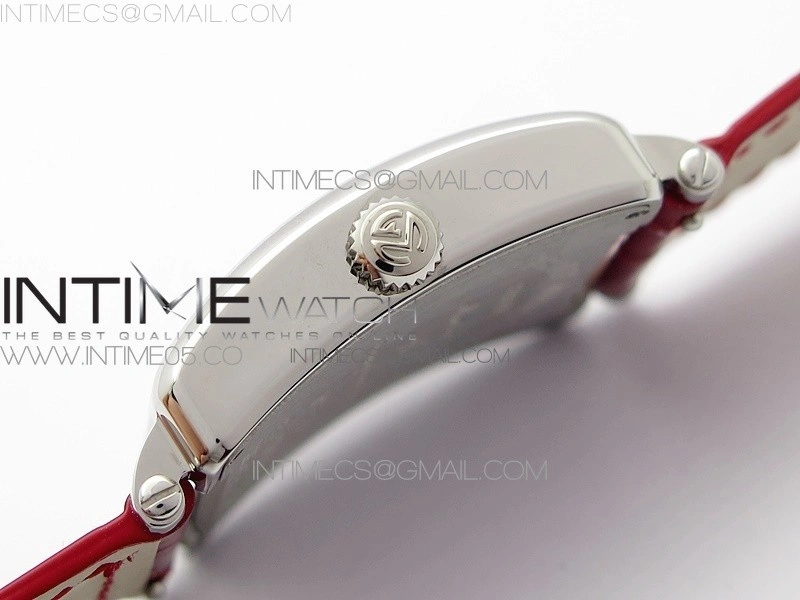 Master Square SS Ladies ZF 1:1 Best Edition White Colorful Arabic Dial on Red Leather Strap Ronda Quartz
