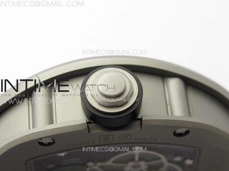 RM001 Satin-polished steel Real PR YSF Skeleton Dial on black Rubber Strap Asian Tourbillon