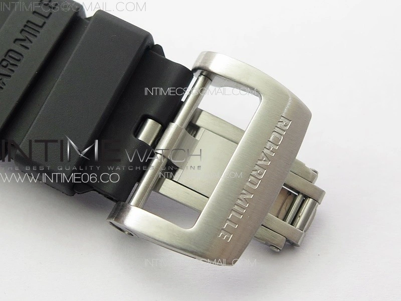 RM001 Satin-polished steel Real PR YSF Skeleton Dial on black Rubber Strap Asian Tourbillon