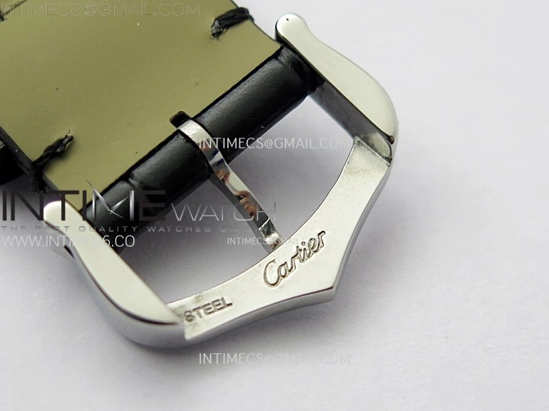 Santos Dumont 43.5mm SS Diamonds Bezel F1F Best Edition Silver Dial on Black Leather Strap Quartz