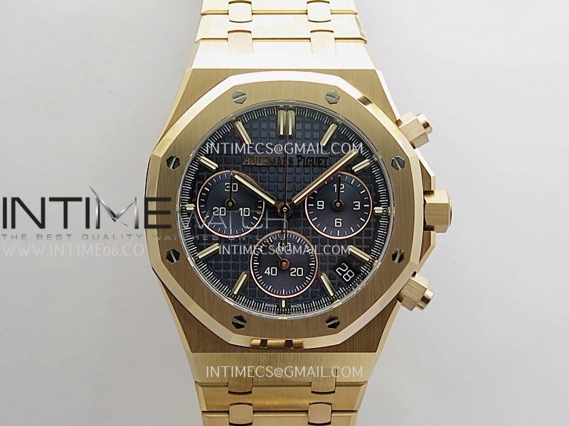 Royal Oak Chrono 26240 RG Gain Weight V2 DDF 1:1 Best Edition Blue Dial RG Bracelet Super Clone DD4401