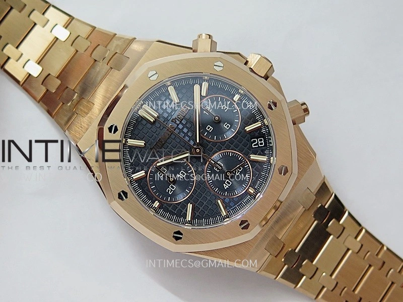 Royal Oak Chrono 26240 RG Gain Weight V2 DDF 1:1 Best Edition Blue Dial RG Bracelet Super Clone DD4401