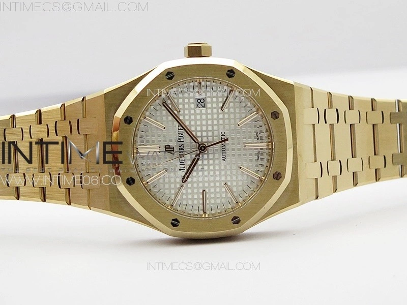 Royal Oak 41mm 15400 RG ZF 1:1 Best Edition White Textured Dial on SS Bracelet V2 SA3120 Super Clone