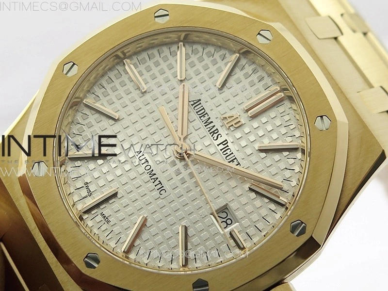 Royal Oak 41mm 15400 RG ZF 1:1 Best Edition White Textured Dial on SS Bracelet V2 SA3120 Super Clone