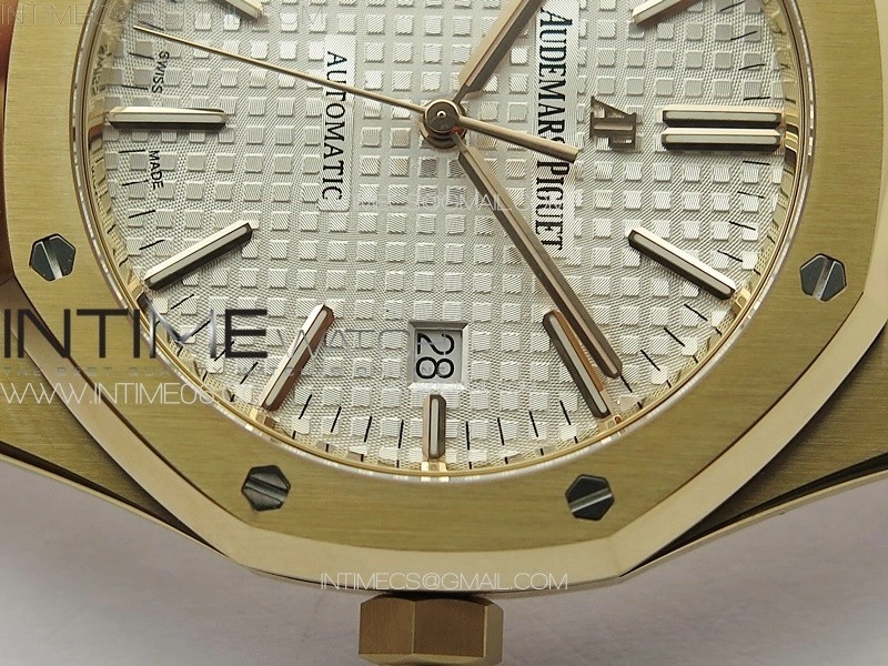 Royal Oak 41mm 15400 RG ZF 1:1 Best Edition White Textured Dial on SS Bracelet V2 SA3120 Super Clone