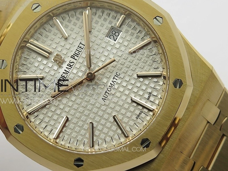 Royal Oak 41mm 15400 RG ZF 1:1 Best Edition White Textured Dial on SS Bracelet V2 SA3120 Super Clone