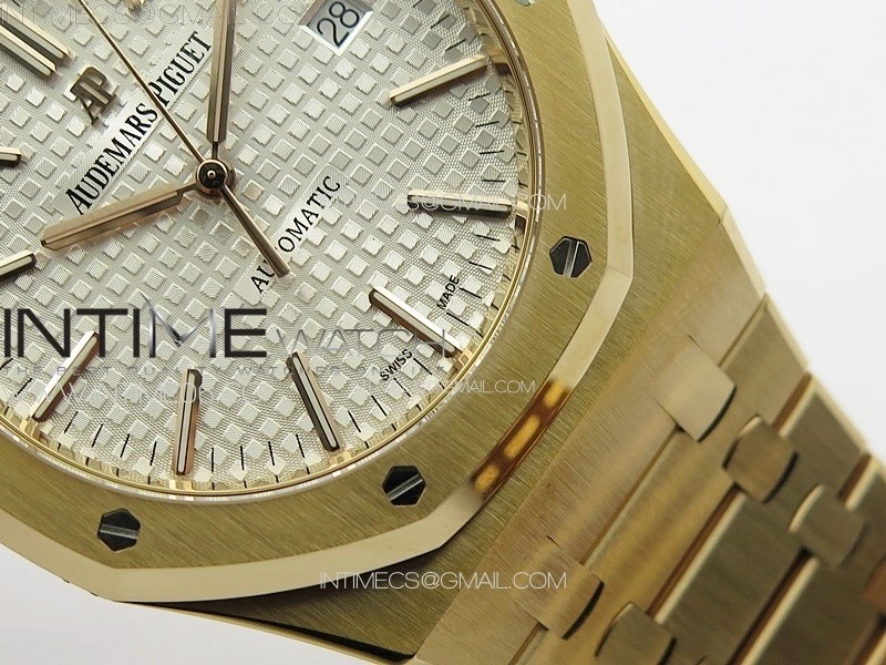 Royal Oak 41mm 15400 RG ZF 1:1 Best Edition White Textured Dial on SS Bracelet V2 SA3120 Super Clone