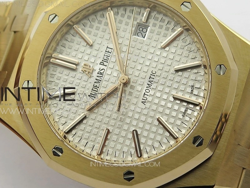 Royal Oak 41mm 15400 RG ZF 1:1 Best Edition White Textured Dial on SS Bracelet V2 SA3120 Super Clone