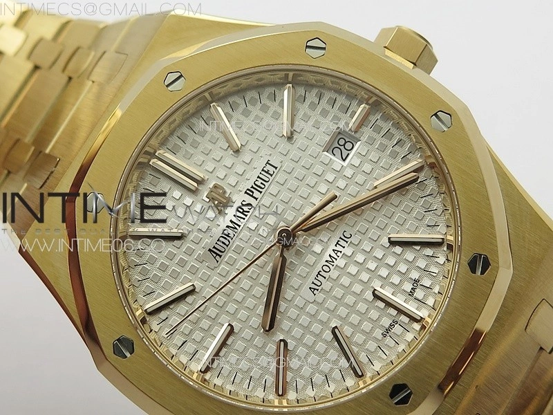Royal Oak 41mm 15400 RG ZF 1:1 Best Edition White Textured Dial on SS Bracelet V2 SA3120 Super Clone