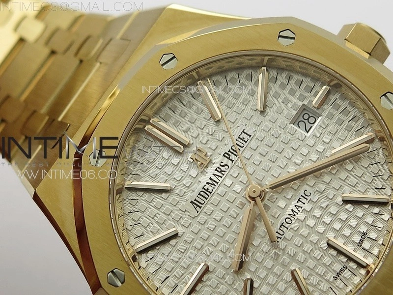 Royal Oak 41mm 15400 RG ZF 1:1 Best Edition White Textured Dial on SS Bracelet V2 SA3120 Super Clone