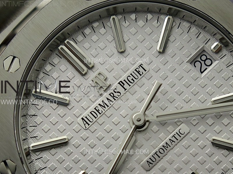 Royal Oak 37mm 15450 SS APSF 1:1 Best Edition Silver Textured Dial on SS Bracelet SA3120 Super Clone