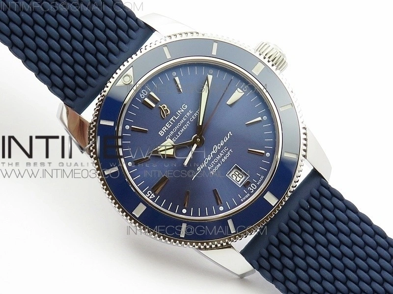 SuperOcean 42mm AB2010 SS OMF 1:1 Best Edition Blue Dial Blue Ceramic Bezel on Blue Rubber strap A2824