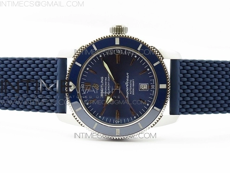 SuperOcean 42mm AB2010 SS OMF 1:1 Best Edition Blue Dial Blue Ceramic Bezel on Blue Rubber strap A2824