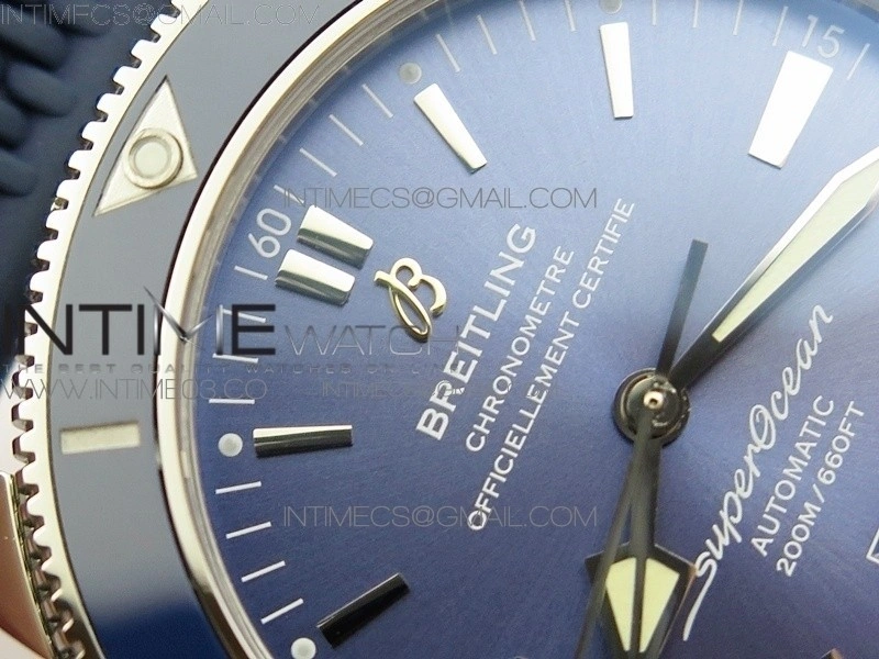 SuperOcean 42mm AB2010 SS OMF 1:1 Best Edition Blue Dial Blue Ceramic Bezel on Blue Rubber strap A2824