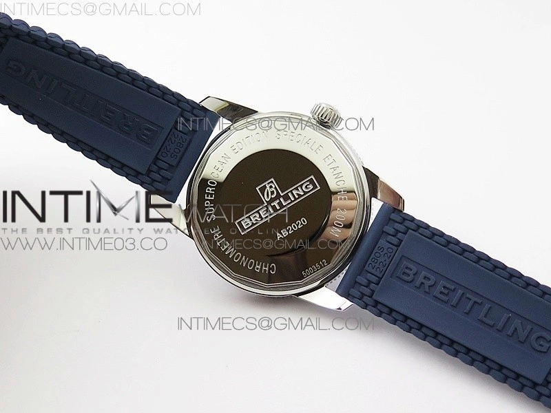 SuperOcean 42mm AB2010 SS OMF 1:1 Best Edition Blue Dial Blue Ceramic Bezel on Blue Rubber strap A2824