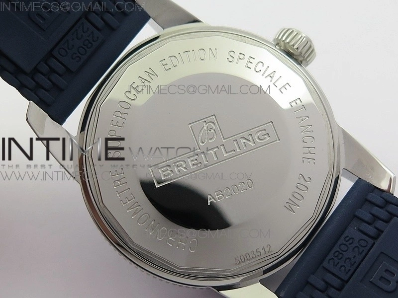 SuperOcean 42mm AB2010 SS OMF 1:1 Best Edition Blue Dial Blue Ceramic Bezel on Blue Rubber strap A2824