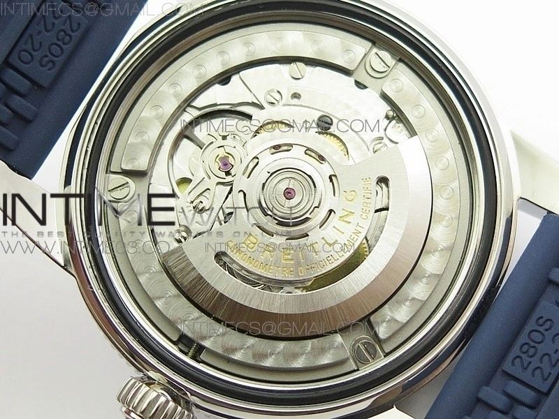 SuperOcean 42mm AB2010 SS OMF 1:1 Best Edition Blue Dial Blue Ceramic Bezel on Blue Rubber strap A2824