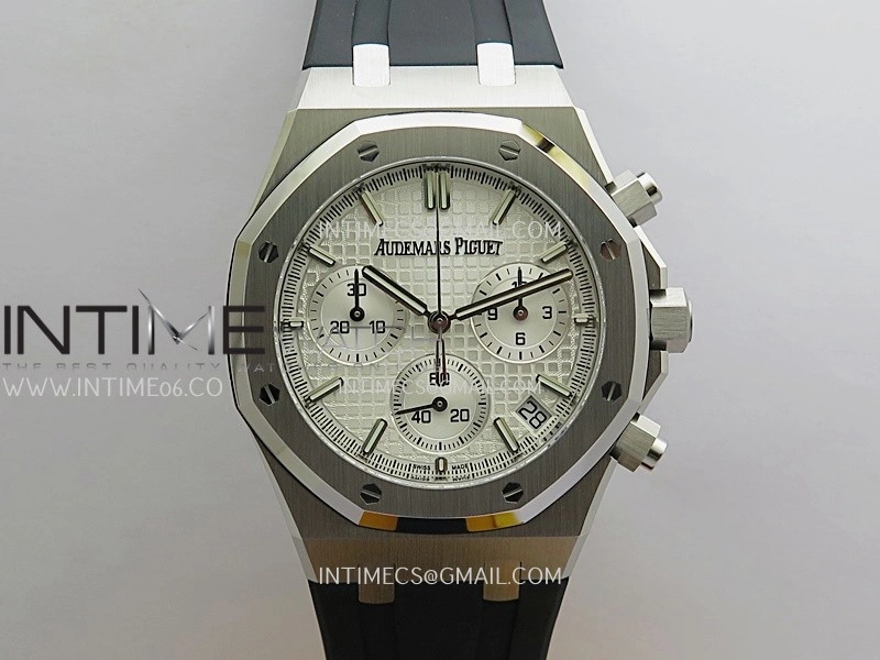 Royal Oak Chrono 26240 SS V2 DDF 1:1 Best Edition Silver Dial On Black Rubber Strap Super Clone DD4401