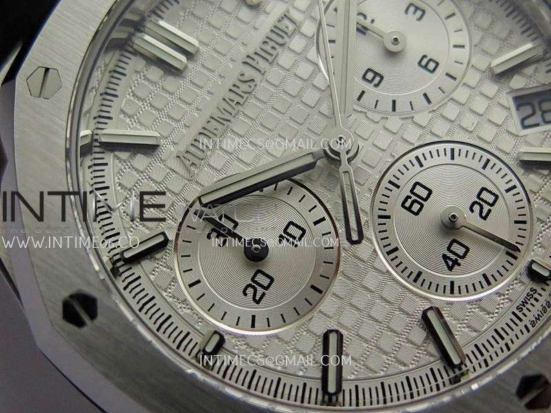 Royal Oak Chrono 26240 SS V2 DDF 1:1 Best Edition Silver Dial On Black Rubber Strap Super Clone DD4401