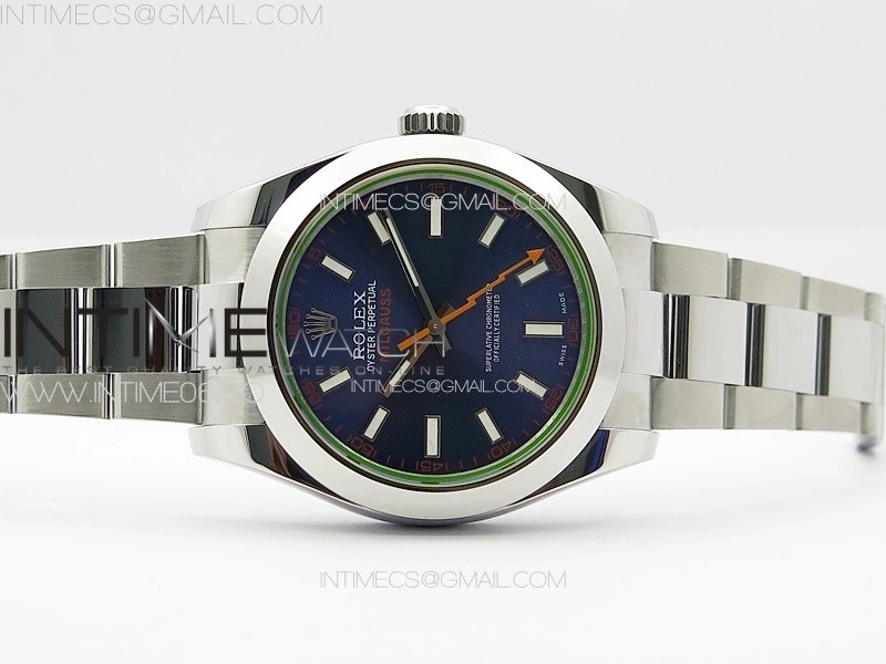 Milgauss 116400 GV Real Green Sapphire SS APSF 1:1 Best Edition Blue Dial on SS Bracelet A2824