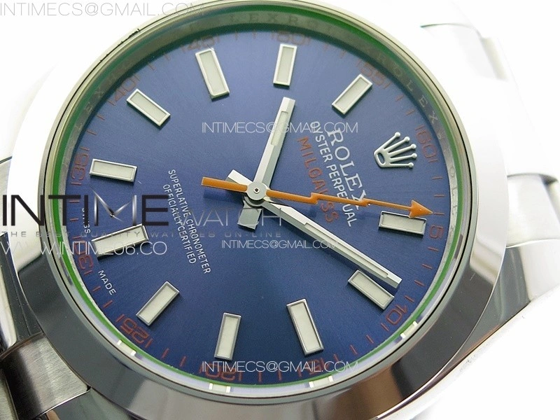 Milgauss 116400 GV Real Green Sapphire SS APSF 1:1 Best Edition Blue Dial on SS Bracelet A2824