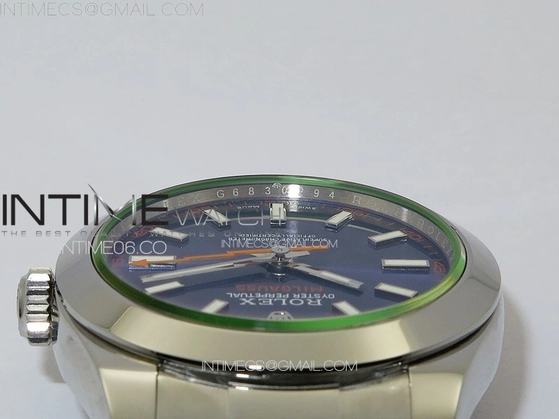 Milgauss 116400 GV Real Green Sapphire SS APSF 1:1 Best Edition Blue Dial on SS Bracelet A2824