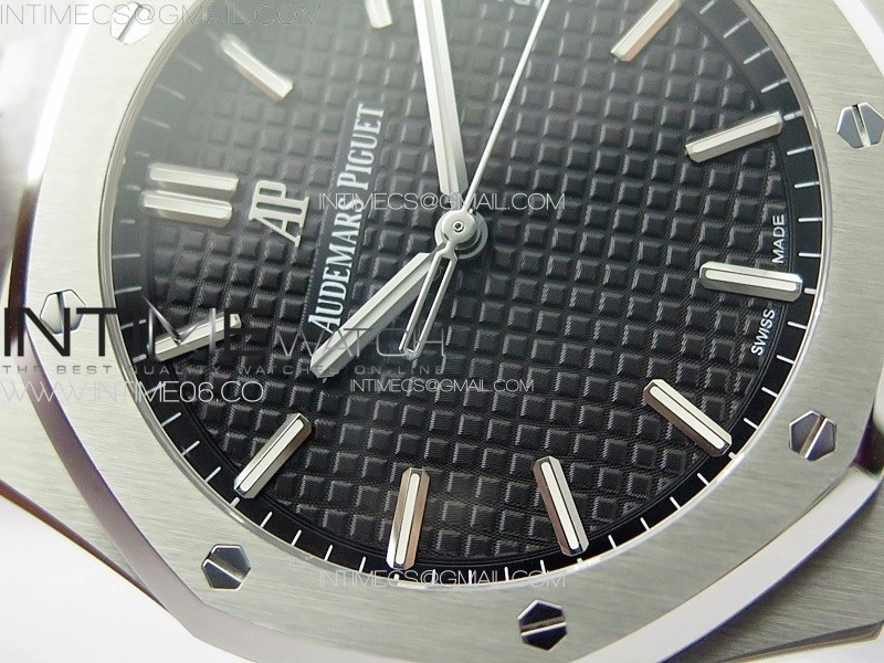 Royal Oak 41mm 15500 SS ZF 1:1 Best Edition Black Textured Dial on SS Bracelet A4302 Super Clone V3