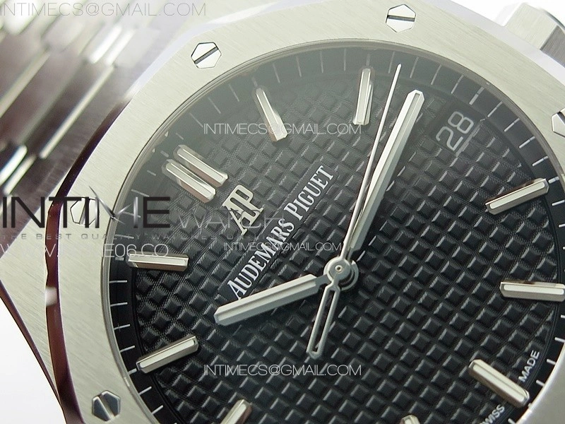 Royal Oak 41mm 15500 SS ZF 1:1 Best Edition Black Textured Dial on SS Bracelet A4302 Super Clone V3