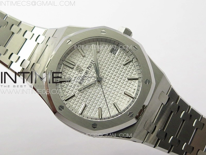 Royal Oak 41mm 15500 SS ZF 1:1 Best Edition White Textured Dial on SS Bracelet A4302 Super Clone V3
