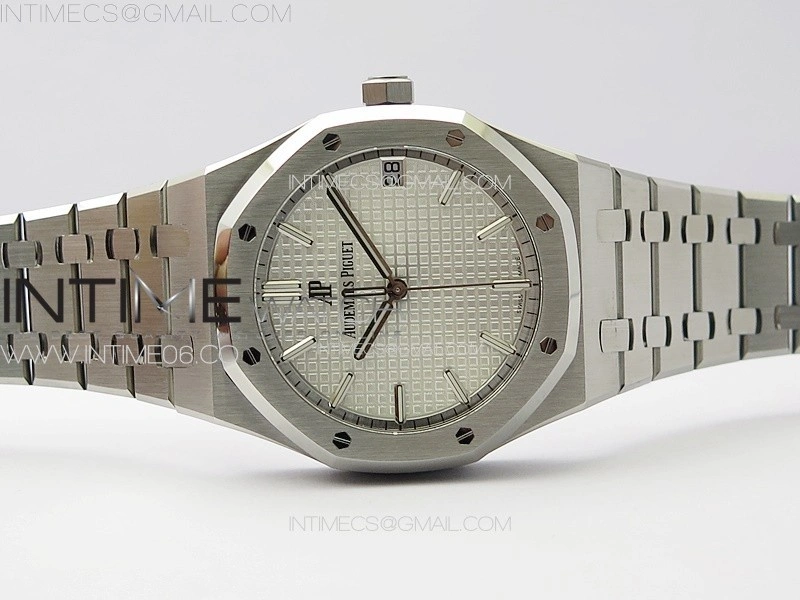 Royal Oak 41mm 15500 SS ZF 1:1 Best Edition White Textured Dial on SS Bracelet A4302 Super Clone V3