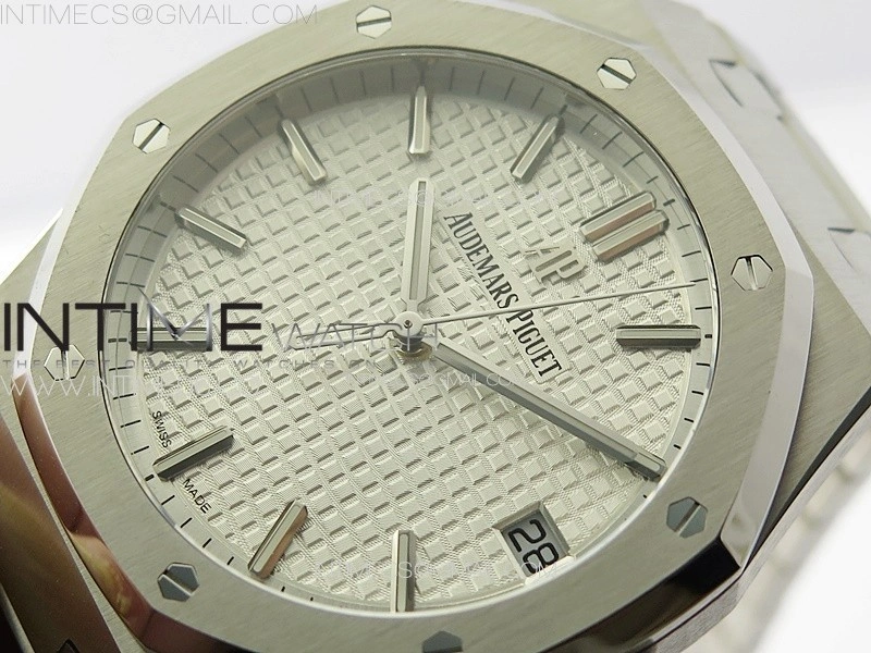 Royal Oak 41mm 15500 SS ZF 1:1 Best Edition White Textured Dial on SS Bracelet A4302 Super Clone V3