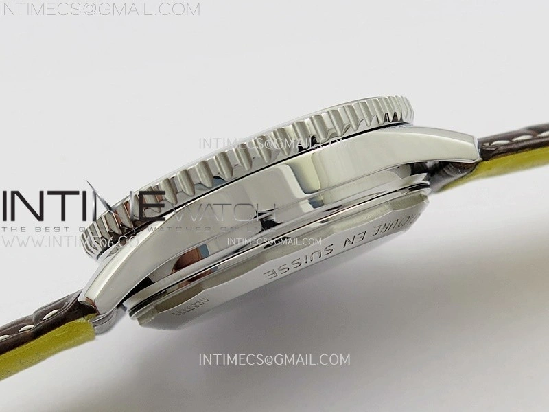 Navitimer B01 43mm SS B50 Best Edition Blue Dial Black Subdial On Brown Leather Strap A7750