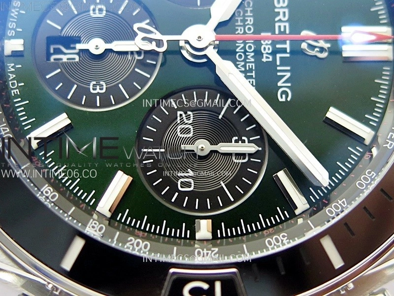 Chronomat B01 44mm SS BLSF 1:1 Best Edition Green Dial on Black Rubber Strap A7750 to Cal.01