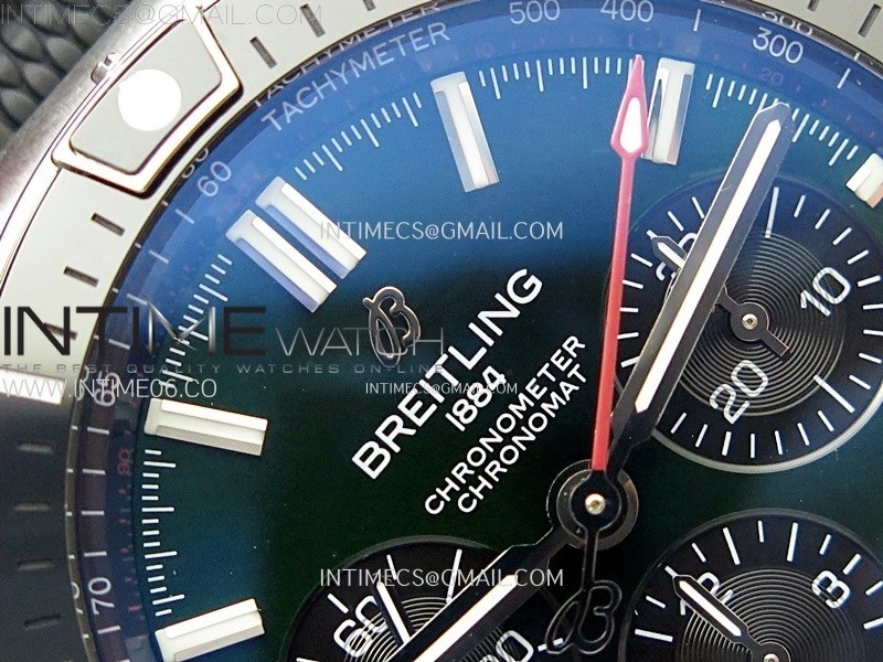 Chronomat B01 44mm SS BLSF 1:1 Best Edition Green Dial on Black Rubber Strap A7750 to Cal.01