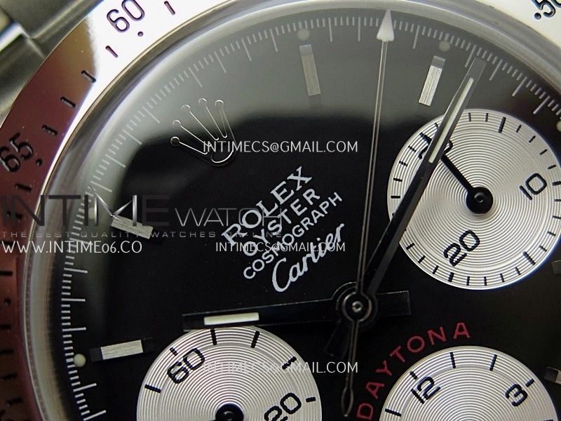 Daytona 6263 Style01 Cartier SS B12 Best Edition Black Dial White Subdials On SS Bracelet Venus 75