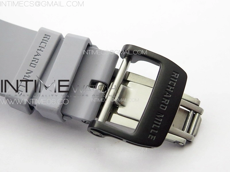 RM035-01 Forged Carbon Case KUF Best Edition Red Crown on Gray Rubber Strap MIYOTA8215