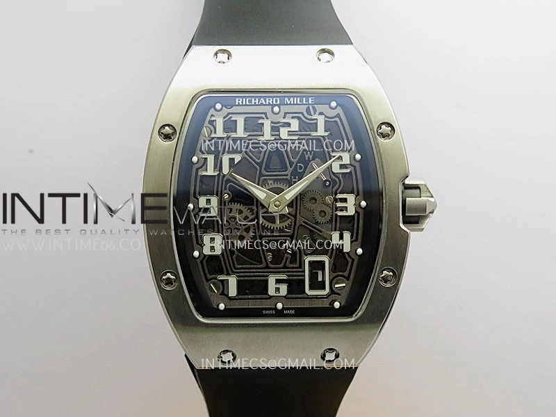RM67-01 Real Titanium 1:1 Best Edition Skeleton Dial On Black Rubber Strap CRMA7 Clone