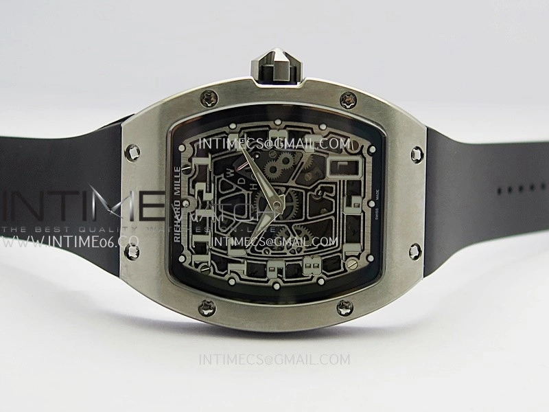 RM67-01 Real Titanium 1:1 Best Edition Skeleton Dial On Black Rubber Strap CRMA7 Clone