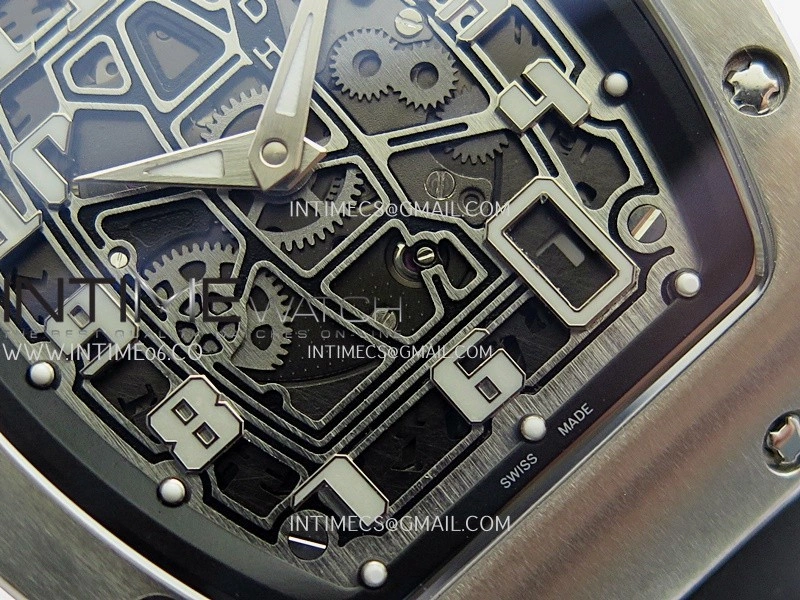 RM67-01 Real Titanium 1:1 Best Edition Skeleton Dial On Black Rubber Strap CRMA7 Clone