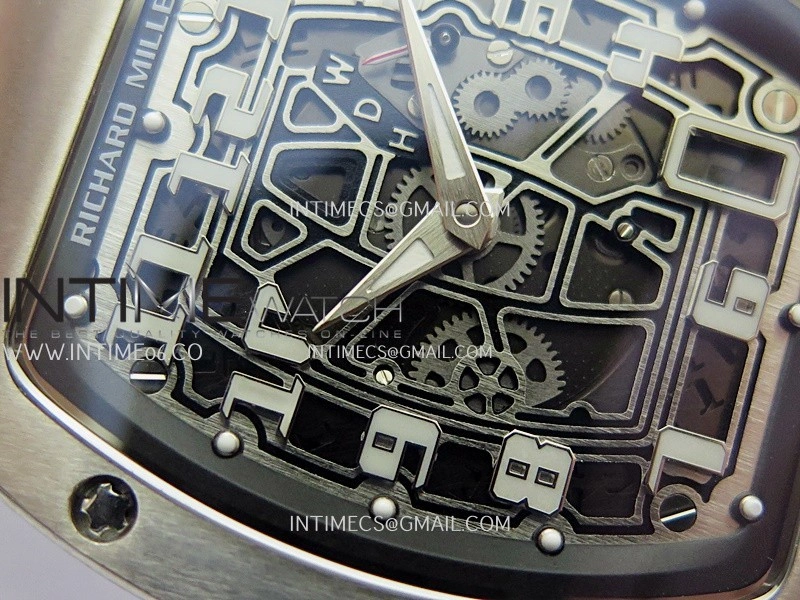 RM67-01 Real Titanium 1:1 Best Edition Skeleton Dial On Black Rubber Strap CRMA7 Clone