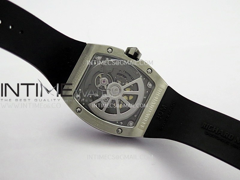 RM67-01 Real Titanium 1:1 Best Edition Skeleton Dial On Black Rubber Strap CRMA7 Clone