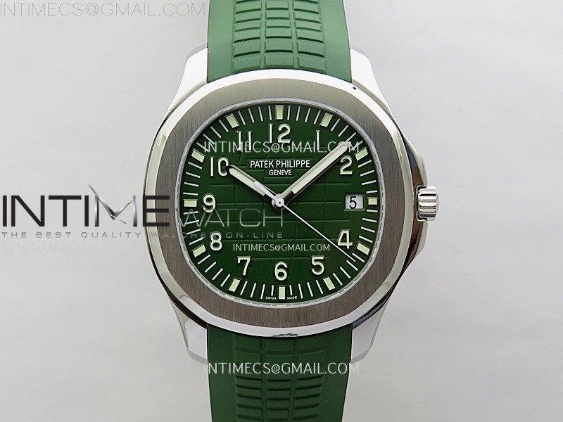 Aquanaut Jumbo 5168G-001 SS PPF 1:1 Best Edition Green Dial on Green Rubber Strap Super Clone 26-330 V2