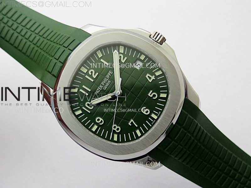 Aquanaut Jumbo 5168G-001 SS PPF 1:1 Best Edition Green Dial on Green Rubber Strap Super Clone 26-330 V2