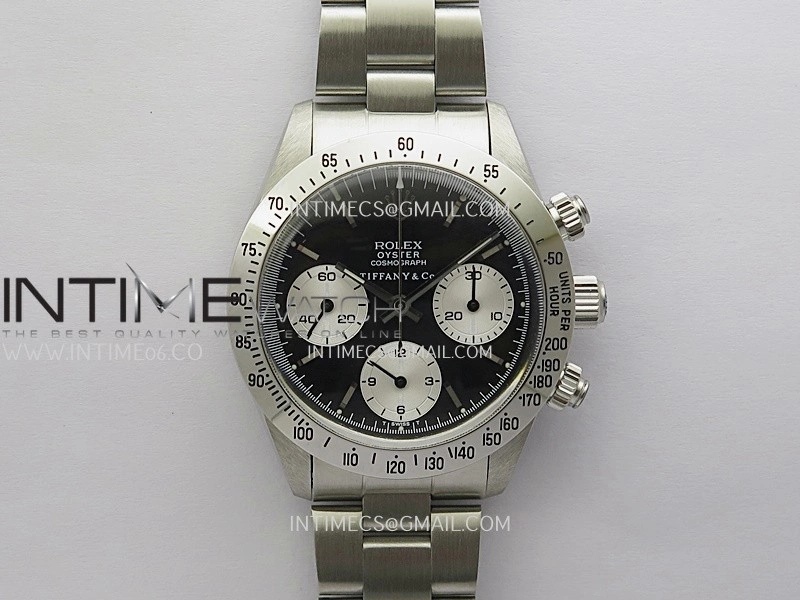 Daytona 6263 Style01 Tiffany SS B12 Best Edition Black Dial White Subdials On SS Bracelet Venus 75