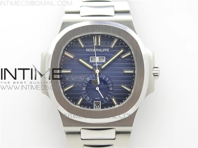 NAUTILUS 5726 1A-014 SS GRF 1:1 BEST EDITION BLUE DIAL WORKING ANNUAL CALENDARON SS BRACELET A.324