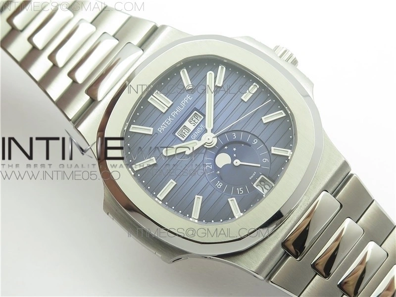 NAUTILUS 5726 1A-014 SS GRF 1:1 BEST EDITION BLUE DIAL WORKING ANNUAL CALENDARON SS BRACELET A.324
