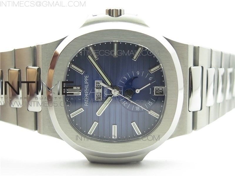 NAUTILUS 5726 1A-014 SS GRF 1:1 BEST EDITION BLUE DIAL WORKING ANNUAL CALENDARON SS BRACELET A.324